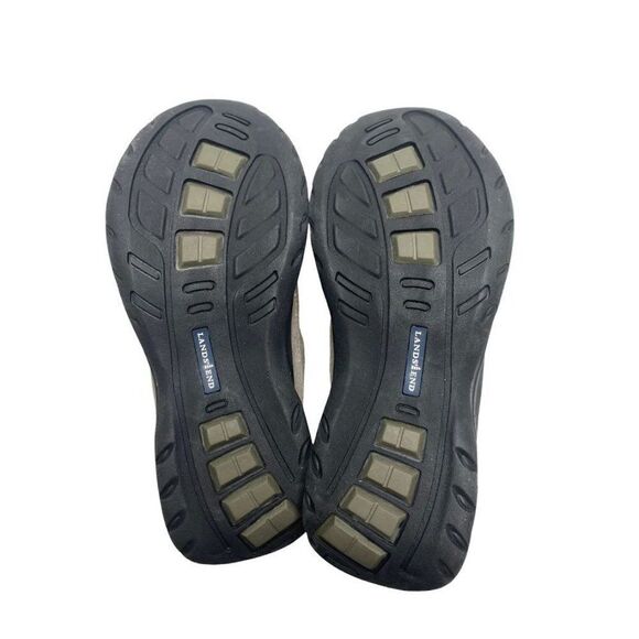 Womens LANDS END Suede‎ Gray Brown Black All Weather Slip On Moc Shoes Sz 7 7B - Picture 3 of 8